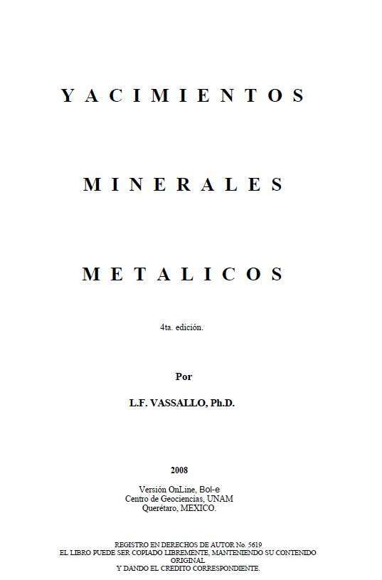 Yacimientos Minerales Metálicos.